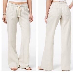 Roxy Oceanside Flared Linen Cream Beach Pants - Sz XS